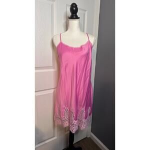 Y2K Victoria's Secret Collection Chemise Pink Lace Trim Slip Nightgown Large